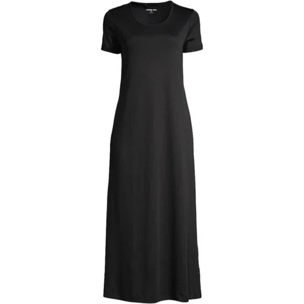 Lands' End Women's Cotton Short Sleeve Midcalf Nightgown, Black, NWT - Picture 2 of 3
